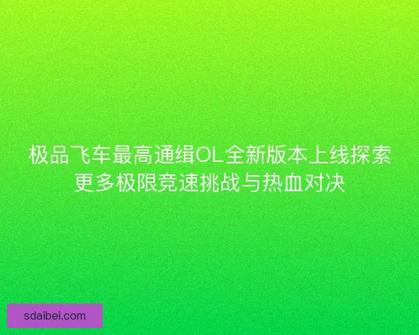 极品飞车最高通缉OL全新版本上线探索更多极限竞速挑战与热血对决 极品飞车最高通缉OL全新版本上线探索更多极限竞速挑战与热血对决